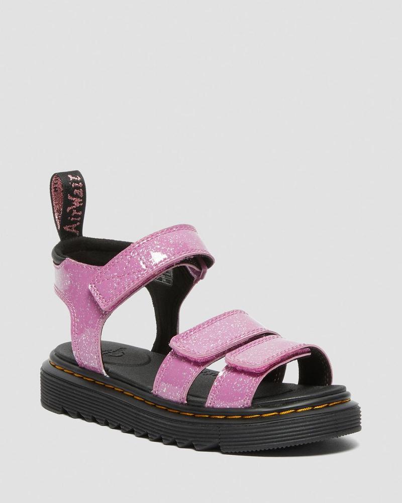 Pink Kids\' Dr Martens Junior Klaire Glitter Sandals | CA 717BEX